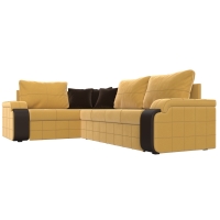 Угловой диван Николь (микровельвет желтый коричневый) - Изображение 4